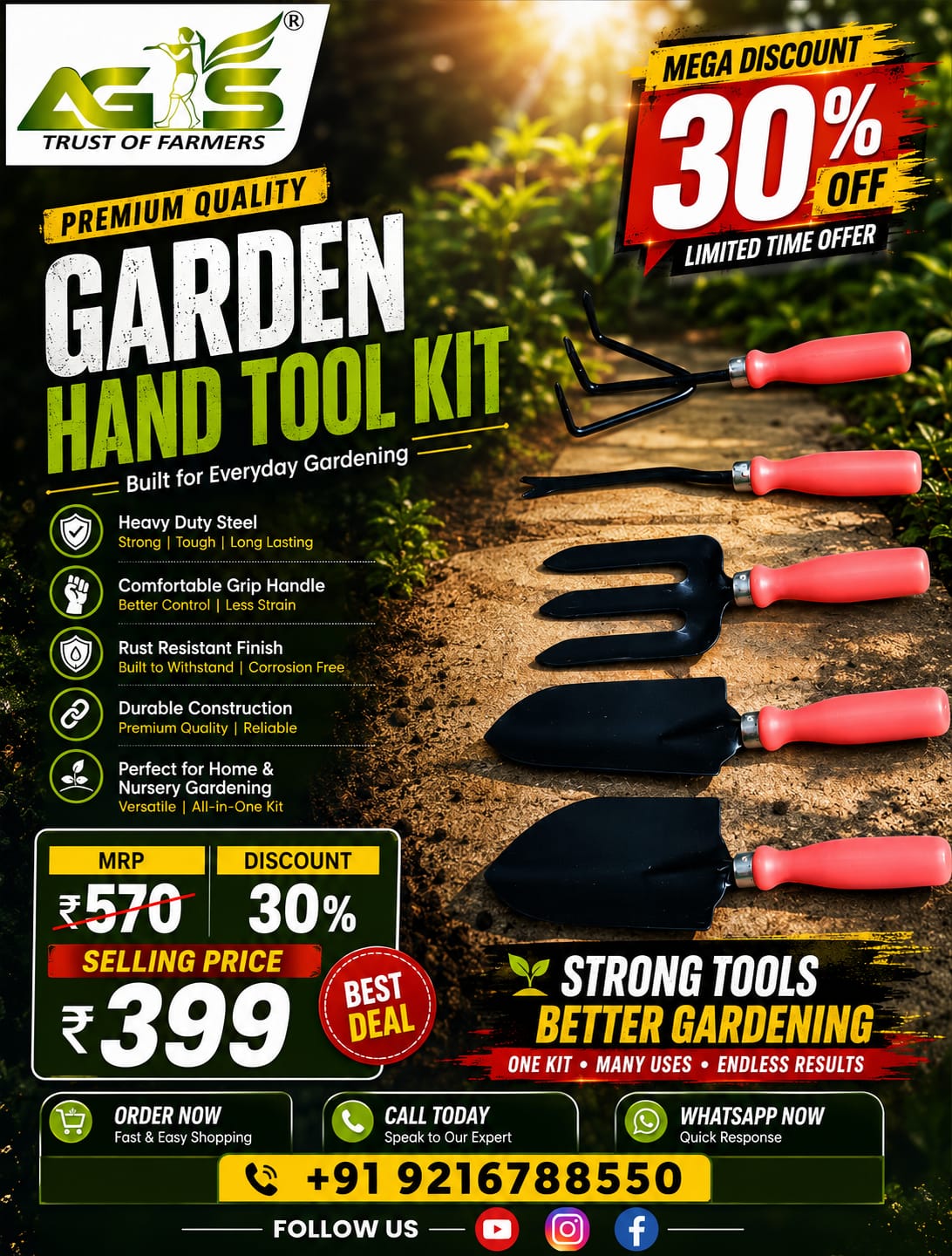 AGS Garden Hand Tool Kit 30 Percent Discount Offer Price ₹399 AGS Garden Hand Tool Kit 30 Percent Discount Offer Price ₹399